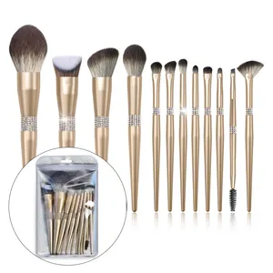 2024 Mauri Champagne12PCS outils de maquillage professionnels pinceaux de beauté cosmétiques ensemble de pinceaux de maquillage