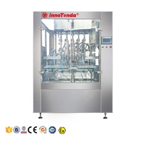 Machine de remplissage automatique de bouteilles d'huile en verre à piston, contrôle PLC, buses personnalisées pour sauces, sirops, pâtes à tartiner au chocolat (6 buses)