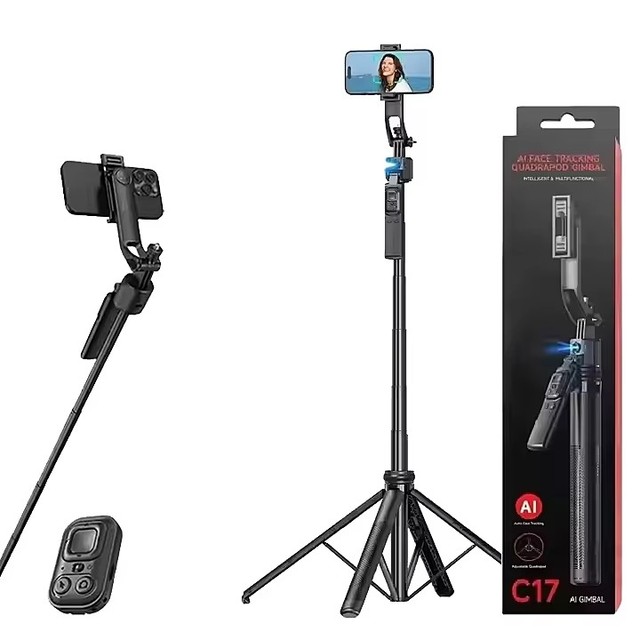Hot Sale C17 Ai Face Tracking Selfi Stick Tripod Handheld Ai Phone Camera Gimbal Stabilizer for Vlog