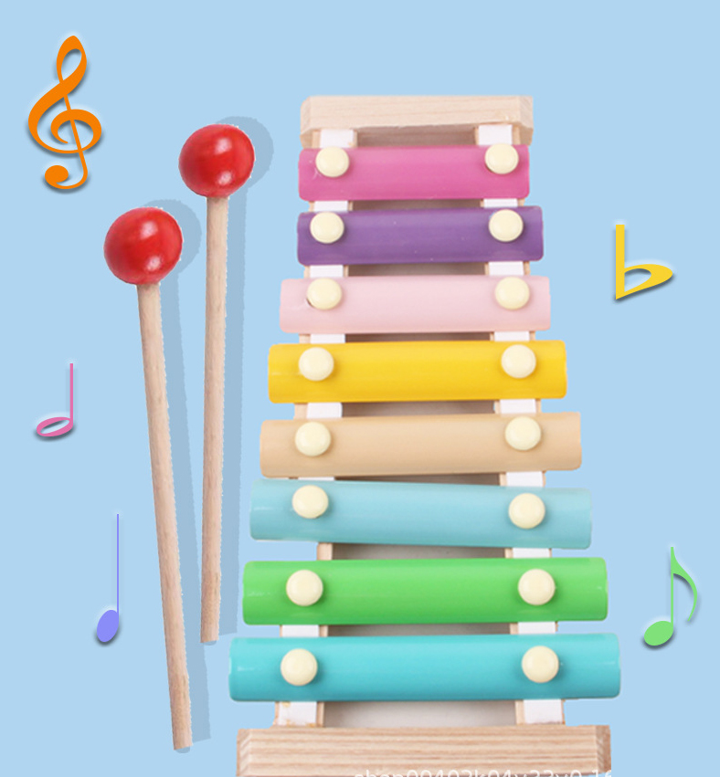 Wooden Xylophone Baby Musical Toy Instrument Piano with 8 Colored Children's xylophone toy