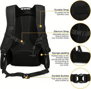 Sac à dos tactique unisexe en denim, design Molle, 28L, doublure en polyester, pour la randonnée et la moto - Product Image 5