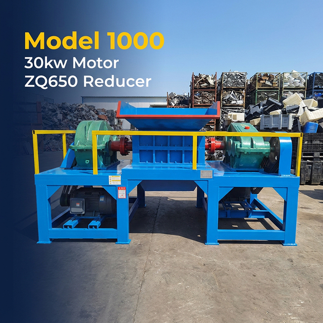 Industrial Double Shaft Shredder Machine Heavy Duty Waste Metal Plastic Recycling Crusher High Torque Equipment Plant Unit