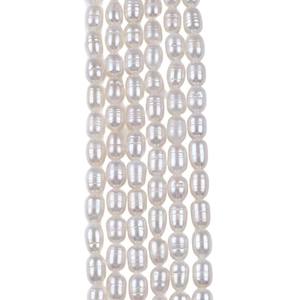 Perles de riz d'eau douce naturelles Zhuji 7-8 mm, poudre de perles blanches faites à la main pour le perçage DIY, forme de mètre, vente en gros - Product Image 5