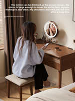 Table de maquillage moderne minimaliste en bois massif, télescopique et éclairée, bureau de maquillage simple, coiffeuse compacte tout-en-un pour chambre à coucher SZT038