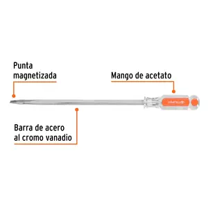 Destornillador plano BOX 6, 5/16 x 10', mango de acetato con vástago cuadrado - Product Image 1