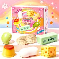Calendrier de l'Avent de Noël : Boîte Surprise Kawaii avec Squishies TPR en forme de Beurre et de Fromage, Jouets Sensoriels Anti-stress pour Enfants