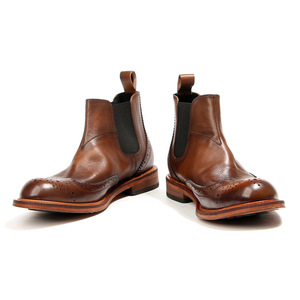 Bottines Chelsea pour hommes, bottines à lacets, cuir de vachette pleine fleur brun, couleur patinée à la main, 531 3 - Product Image 5