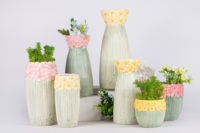 Keluaran baru vas keramik aster minimalis Pot bunga porselen Tulip untuk dekorasi meja ruang tamu atau meja