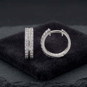 Pendientes de Aro Clásicos de Oro de 14K con Baño de Rodio y Diamantes Naturales de Corte Brillante, Regalo de Aniversario o Boda para Mujer - Product Image 3