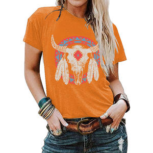 <span class=keywords><strong>2023</strong></span> Super Chic aztèque Vintage tête de <span class=keywords><strong>taureau</strong></span> t-shirts femmes surdimensionné graphique femmes été t-shirt - Product Image 2