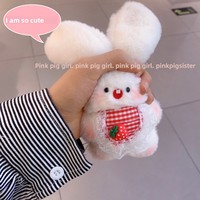 Porte-clés Lapin en Peluche Courte Faite à la Main, en Coton PP, Mignon, Jouet à Câliner BJD, Accessoires de Pendentif DIY