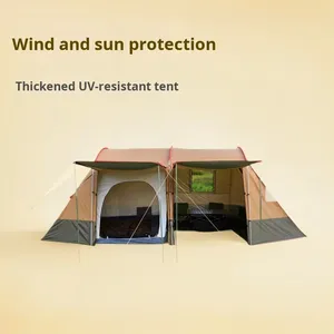 Grande tente de camping respirante et imperméable pour 6 à 8 personnes, quatre saisons, double couche, tissu Oxford, anti-moustiques, 2 chambres et 1 salon - Product Image 2