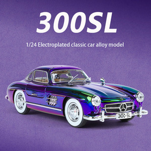 Modellino Auto in Lega Mercedes-Benz 300SL <span class=keywords><strong>Scala</strong></span> <span class=keywords><strong>1</strong></span>/<span class=keywords><strong>24</strong></span>, Giocattolo Die-Cast con Suoni e Luci Simulati, Funzione Pull-Back a Frizione, Regalo Espositivo Retrò - Product Image 3