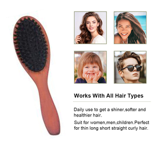 Peine de Madera de Loto con Cerdas de Jabalí Marrón, Peine de Aire para Peinar, Peine de Madera con Cojín de Aire para Desenredar y Desatascar Nudos en el Cabello - Product Image 3