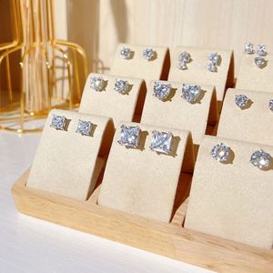Boucles d'oreilles clous de mariée Dylam en argent sterling 925 avec grandes pierres carrées en zircon cubique 5A étincelantes, bijoux de luxe pour femme, vente en gros - Product Image 3