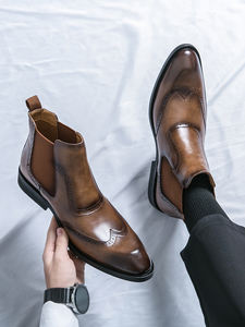 Bottes Chelsea en cuir pour homme à bout pointu, idéales pour l'hiver, les mariages, les occasions formelles, le bureau, le travail et les activités de plein air – Nouvelle collection - Product Image 2