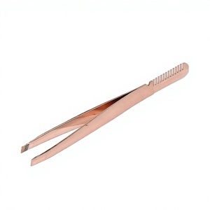 Pinzas para Cejas Color Oro Rosa con Punta Puntiaguda y Diseño de Peine, Acero Inoxidable Duradero para un Acabado Preciso - Product Image 4