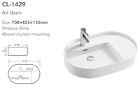 Encimera de baño de cerámica ovalada de buena calidad, lavabo de tocador, lavabo de gabinete de cara de mano moderno de gran tamaño para Hotel de lujo