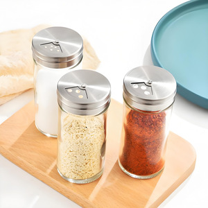 Condimenti riutilizzabili bottiglia di sale e pepiera <span class=keywords><strong>villaggio</strong></span> 4oz vetro cucina barattoli di spezie con etichette - Product Image 3