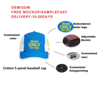 Casquette de golf DAZU bleue et blanche, vente en gros, logo brodé personnalisé, casquette imperméable à 5 panneaux, casquette de camping