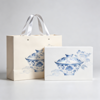 Sac en papier d'art de luxe de haute qualité avec poignée en ruban, emballage de boîte cadeau en carton, boîte à thé haut de gamme, logo personnalisé, image de marque d'entreprise