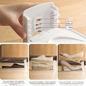 Foldable Design <b>Space</b>-<b>saving</b> Adjustable Double-Layer PP Material <b>Shoe</b> Rack Cabinet for <b>Shoes</b> and Slippers - Product Image 4