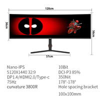 Moniteur 49 pouces 1 ms 3800R Surface incurvée 32:9 pour PC Écran large 144 Hz GAMING Nano IPS Moniteur informatique commercial