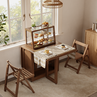 Ensemble de table à manger pliante moderne avec 4 chaises pliantes, gain de place, extensible, en bois massif, avec plateau rabattable, mobilier de maison ZDCZ006 (Stock US)