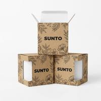 Boîte d'emballage pour tasse en papier kraft écologique avec fenêtre, boîte cadeau personnalisée durable avec poignée et fenêtre de présentation pour tasse à café en céramique