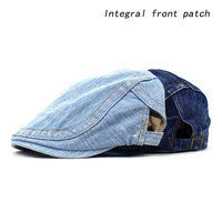 Béret en jean réglable lavé uni personnalisé casquette bleue classique chapeau de voyage en avant chapeau de gavroche Cowboy femmes béret Lvy chapeaux pour hommes