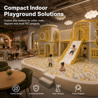 Área de Juegos Interior para Guardería, Mini Tobogán Verde Menta, Paneles Sensoriales ASTM, Piscina de Pelotas, Entrega Llave en Mano, Proyecto para Cafetería Familiar