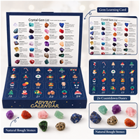 Calendrier de l'Avent en Cristal pour Enfants, 24 Jours, Boîte Mystère de Pierres Brutes, Coffret Cadeau Violet