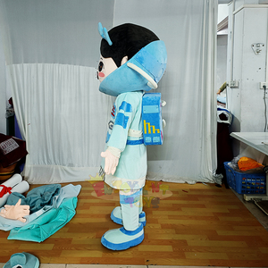 Costume de mascotte d'astronaute fille mignon de qualité supérieure, taille XL, combinaison spatiale en peluche avec nœud et bottes rayées pour les carnavals, les événements et la marque - Product Image 2