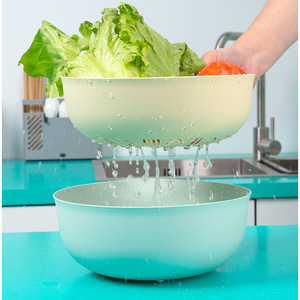 Double Layer Plastic <b>Colander</b> Vegetable Washing Basket Kitchen Drain Basin Fruit <b>Strainer</b> Nordic Style Light Blue Dark Green - Product Image 2