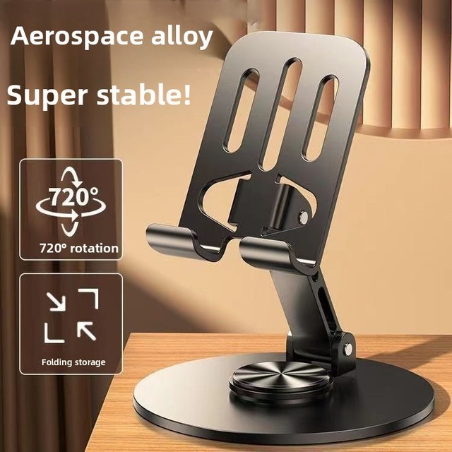 Alloy Phone Holder 360-degree Rotating Foldable Shock-resistant Lay-on-desk Stand Video Live Streaming Heat-dissipating