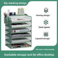 Organizador de Archivos de Escritorio A3, Caja de Almacenamiento Metálica, Organizador de Documentos Multicapa, Apilable para Clasificar Documentos de Oficina