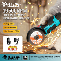 Mini meuleuse d'angle électrique DIY sans fil 12V avec batterie au lithium, interrupteur coulissant 76mm, machine de polissage et de découpe, moteur sans balais