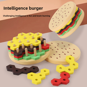 <span class=keywords><strong>Juguete</strong></span> de rompecabezas de bloques de construcción tridimensional educativo hamburguesa feliz de inteligencia de entrenamiento de pensamiento lógico espacial para niños - Product Image 4