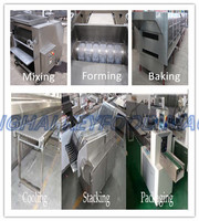 Ligne de production automatique de biscuits au chocolat, mélangeur de pâte, four de cuisson, machine à fabriquer des biscuits compressés, capacité de 100-1000 kg/h