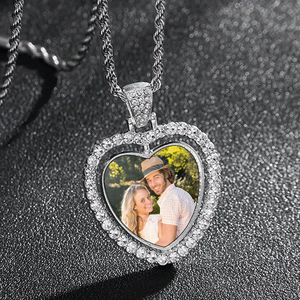 Collar con Colgante Personalizado DIY con Marco Giratorio para Fotos, Acero Inoxidable, Sublimación, Collar con Corazón para Fotos, Regalo Conmemorativo - Product Image 6