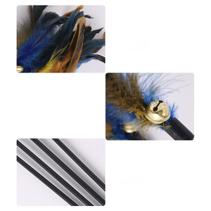 Feather Bell <b>Cat</b> Teaser Wand Wholesale - Long Stick Colorful Feather <b>Cat</b> Wand - Product Image 5
