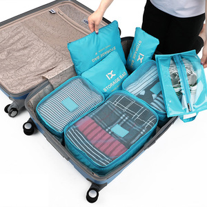 LHI 7 <span class=keywords><strong>Set</strong></span> impermeable maleta de equipaje, acabado ropa organizador bolsa viajes de malla de almacenamiento de bolsas - Product Image 4