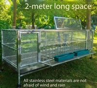 Grande cage en acier inoxydable, anti-rouille, robuste, anti-grenouille, poulailler avec plateforme d'alimentation, enclos extérieur pour lapins, canards et oies