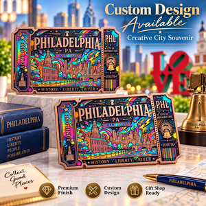 Barra in Rame Puro 999 da 1 oz, Stile Philadelphia Stamp, con Rilievo 3D, Effetto UV Color Proof, Tema 'Luogo di Nascita dell'America', Artigianato Artistico in Metallo - Product Image 3