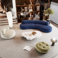 Conjunto de sofá de compresión moderno y ligero de lujo estilo crema Ins Luna curvada para apartamentos grandes y pequeños para hoteles