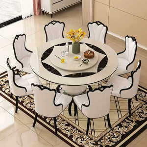 Ensemble de table et de chaises de salle à manger en marbre moderne de luxe léger, mobilier de restaurant minimaliste de haute qualité à la française - Product Image 3