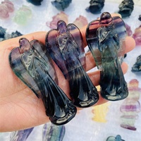 Vente en gros de statues de déesse arc-en-ciel Fluorite ange Fluorite vierge marie sculpture en cristal pour la décoration intérieure