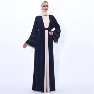 Fashion Kaftan Islamic Clothing Modern Dubai Long Women Dress Kimono Front Open Abaya