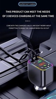 Cargador de Coche de Carga Súper Rápida con Protección Contra Sobrecalentamiento y Sobrevoltaje, Pantalla Digital, Transmisor FM, Cable Retráctil USB para V5.3
