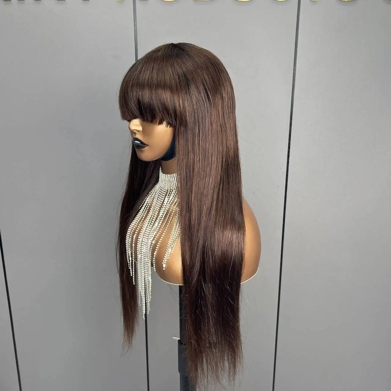 Đầy đủ máy thực hiện 24 inch Brazil Remy tóc Mật độ 150% # t1b/4 màu nâu sẫm 100% restyle lụa mịn cảm giác